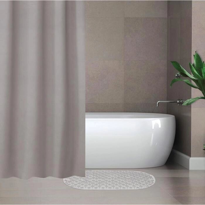 Набор для ванной SAVANNA "Селест": штора 180180 см, ковёр 3869 см, цвет серебристый от компании Интернет-гипермаркет «MOLL» - фото 1