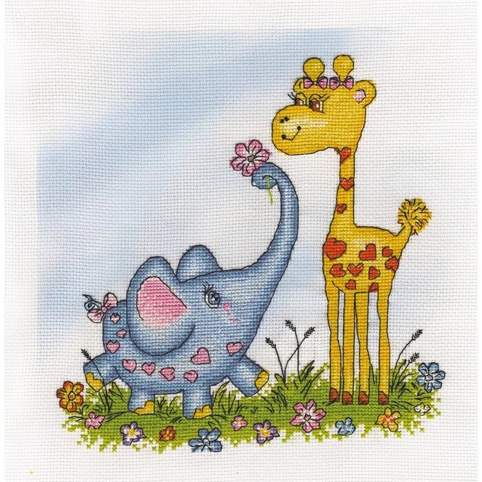 Набор для вышивания   "Жираф и слоник" 21.5 х 21.5 см 8-155 от компании Интернет-гипермаркет «MOLL» - фото 1