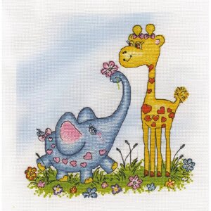 Набор для вышивания "Жираф и слоник" 21.5 х 21.5 см 8-155