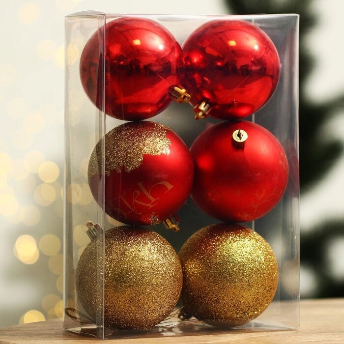 Набор ёлочных шаров "Верь в мечту!", пластик, d-8, 6 шт, красный и золото от компании Интернет-гипермаркет «MOLL» - фото 1