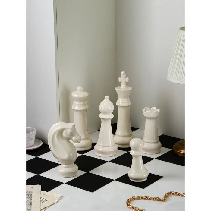 Набор фигур "Шахматы", полистоун, 34 см, 6 шт белое от компании Интернет-гипермаркет «MOLL» - фото 1