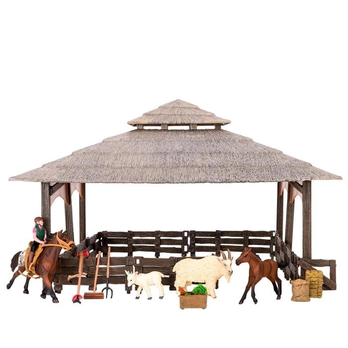 Набор фигурок: 18 фигурок домашних животных (лошади, козы), персонажей и инвентаря от компании Интернет-гипермаркет «MOLL» - фото 1