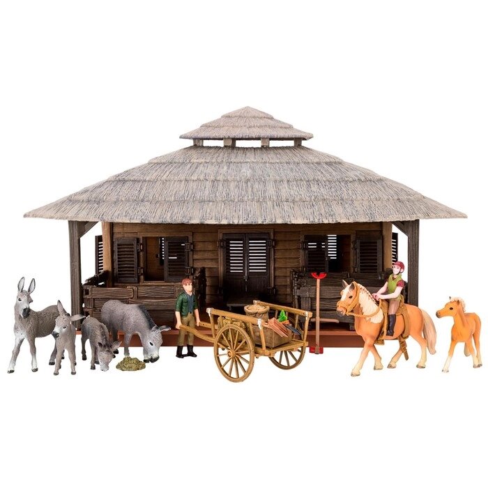 Набор фигурок: 23 фигурки лошадей, осликов, фермеров и инвентаря от компании Интернет-гипермаркет «MOLL» - фото 1