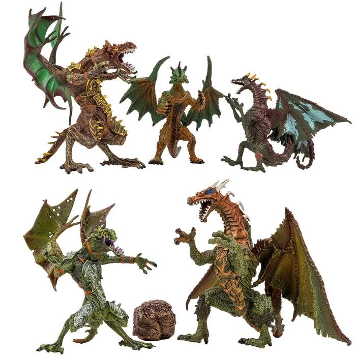 Набор фигурок: 5 драконов, 1 аксессуар от компании Интернет-гипермаркет «MOLL» - фото 1