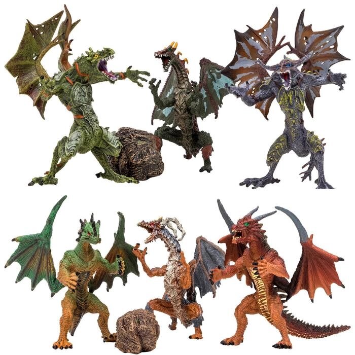 Набор фигурок: 6 драконов, 2 аксессуара от компании Интернет-гипермаркет «MOLL» - фото 1