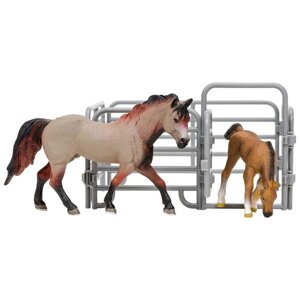 Набор фигурок: Американская лошадь, жеребенок, ограждение-загон