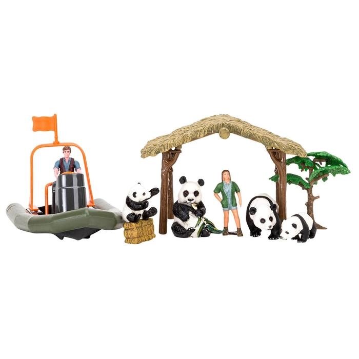 Набор фигурок: панды, лодка, фермер, инвентарь, 10 предметов от компании Интернет-гипермаркет «MOLL» - фото 1