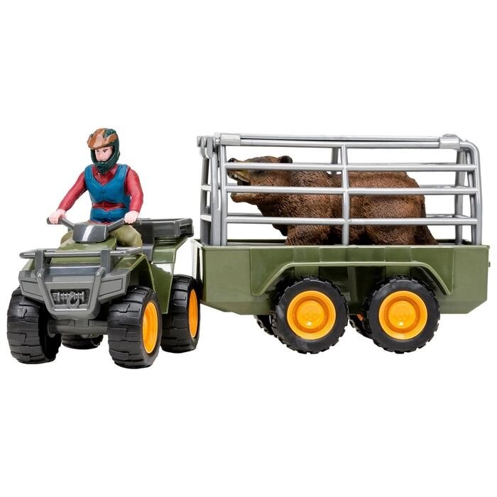 Набор фигурок "Перевозка животных": машинка, фермер, медведь от компании Интернет-гипермаркет «MOLL» - фото 1