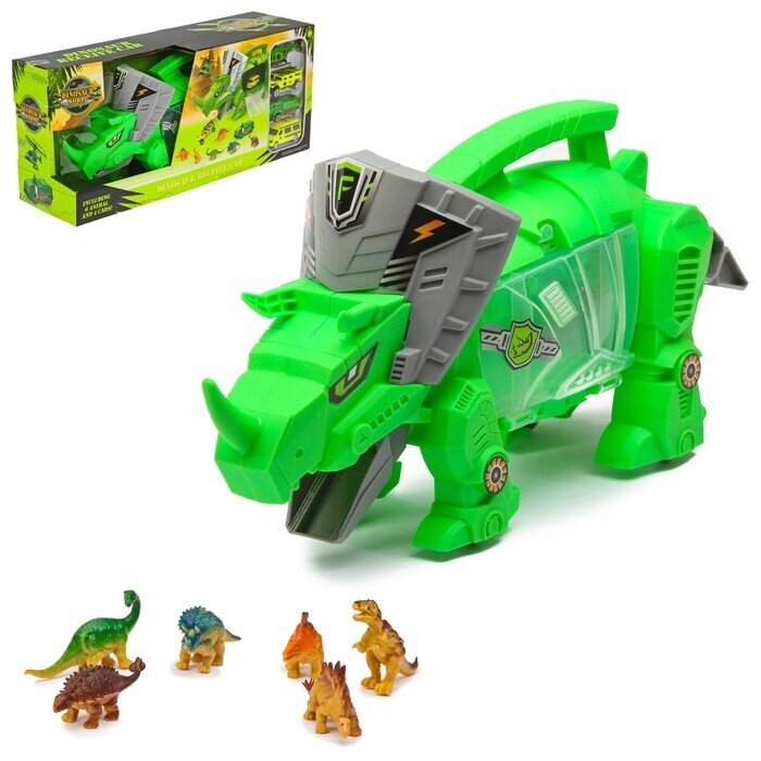 Набор игровой "Динозавр", 4 машины и фигурки от компании Интернет-гипермаркет «MOLL» - фото 1