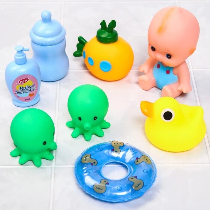 Набор игрушек для игры в ванне "Пупс 2", +7 предметов, цвет МИКС от компании Интернет-гипермаркет «MOLL» - фото 1