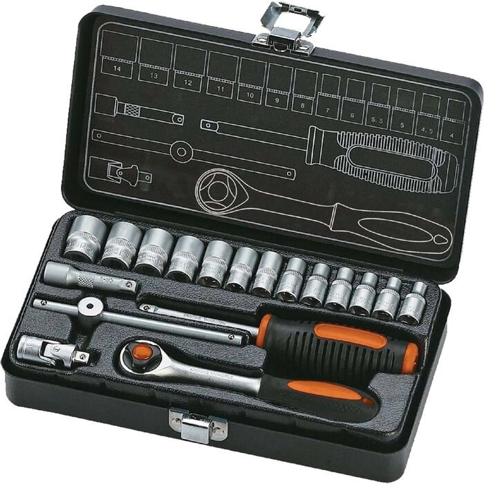 Набор инструментов "Кратон" TS-12, 1/4", головки 4-14 мм, 18 предметов от компании Интернет-гипермаркет «MOLL» - фото 1