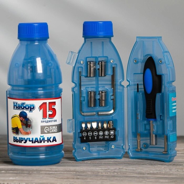 Набор инструментов в бутылке "Выручай Ка", универсальный, 15 предметов от компании Интернет-гипермаркет «MOLL» - фото 1