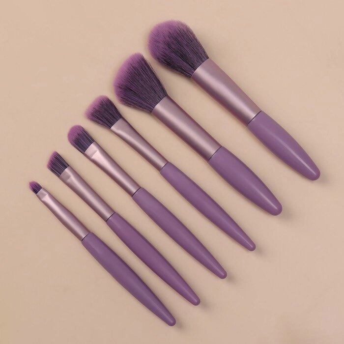 Набор кистей для макияжа, 6 предметов, PVC - чехол, цвет фиолетовый от компании Интернет-гипермаркет «MOLL» - фото 1