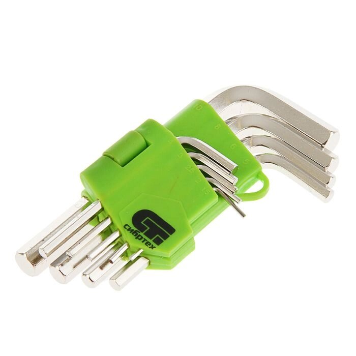 Набор ключей имбусовых "СИБРТЕХ", 1,5–10 мм, 45x, закаленные,  9 шт., короткие от компании Интернет-гипермаркет «MOLL» - фото 1