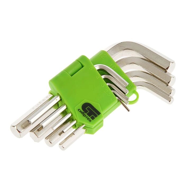 Набор ключей имбусовых "СИБРТЕХ", 2–12 мм, 45x, закаленные,  9 шт., короткие, от компании Интернет-гипермаркет «MOLL» - фото 1