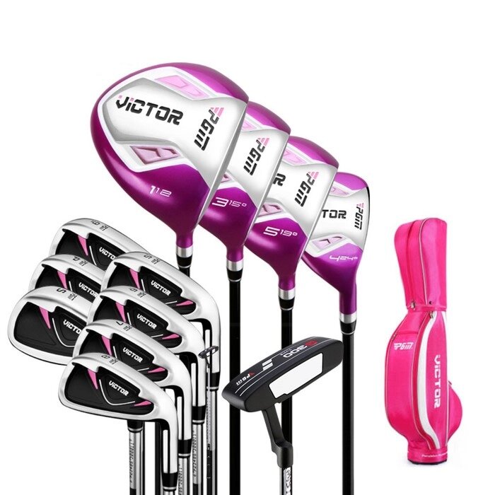Набор клюшек для гольфа "Victor" PGM, 12 шт, для девушек, сумка в комплекте от компании Интернет-гипермаркет «MOLL» - фото 1