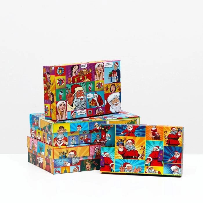 Набор коробок 4 в 1 "Рop-art новогодний 1", 30 х 20 х 8 - 24 х 14 х 5 см от компании Интернет-гипермаркет «MOLL» - фото 1