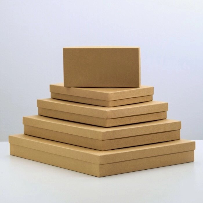 Набор коробок 5в1 "Крафт однотонный", 40 х 30 х 5 - 20 х 10 х 3 см от компании Интернет-гипермаркет «MOLL» - фото 1