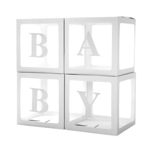 Набор коробок для воздушных шаров Baby, белый, 30*30*30 см, в упаковке 4 шт.