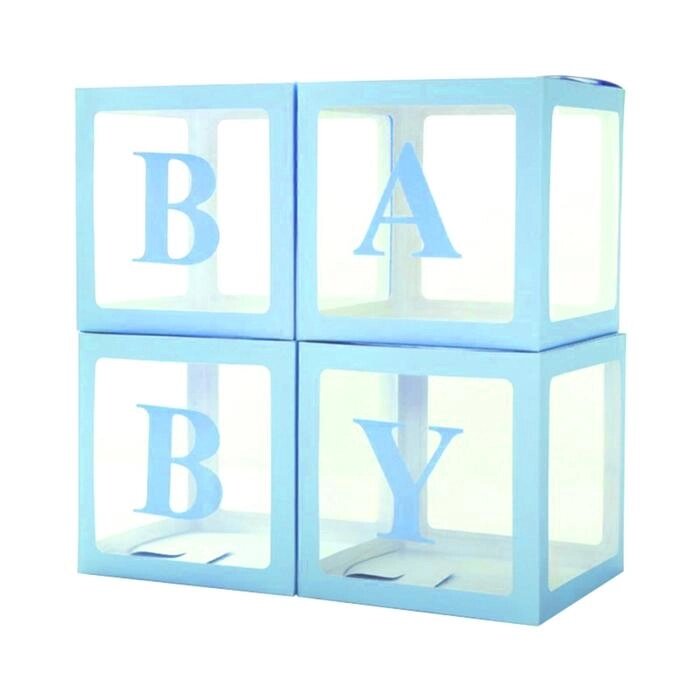 Набор коробок для воздушных шаров Baby, голубой, 30*30*30 см, в упаковке 4 шт. от компании Интернет-гипермаркет «MOLL» - фото 1