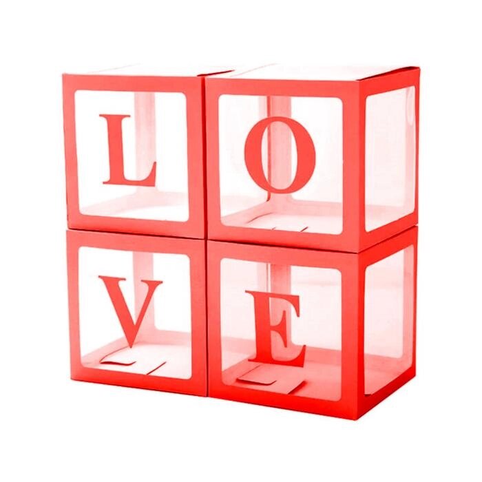 Набор коробок для воздушных шаров Love, красный, 30*30*30 см, в упаковке 4 шт. от компании Интернет-гипермаркет «MOLL» - фото 1