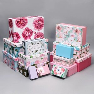 Набор коробок подарочных 15 в 1 "Цветы", 12 х 7 х 4 см - 44 х 31 х 15 см