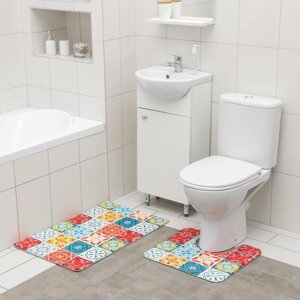 Набор ковриков для ванной и туалета SAVANNA "Мозаика", 2 шт: 5080 см, 4050 см