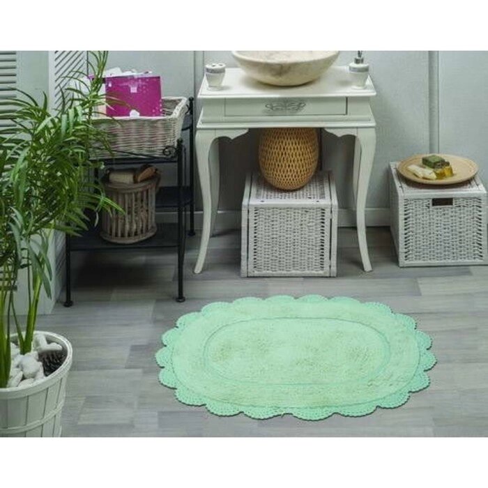 Набор ковриков для ванной, размер 60х100 см, 50х70 см, цвет ментоловый от компании Интернет-гипермаркет «MOLL» - фото 1
