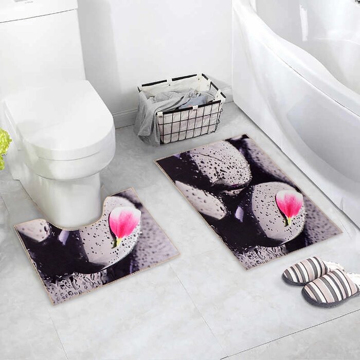 Набор ковриков для ванны и туалета 2 шт 40х45, 45х75 см "Камни" от компании Интернет-гипермаркет «MOLL» - фото 1