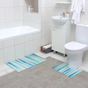 Набор ковриков для ванны и туалета Доляна "Бирюза", 2 шт: 4045, 4575 см