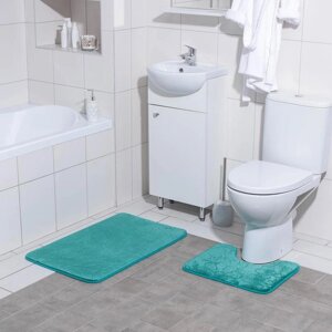 Набор ковриков для ванны и туалета Доляна "Поле", 2 шт: 3950, 5080 см, цвет зелёный