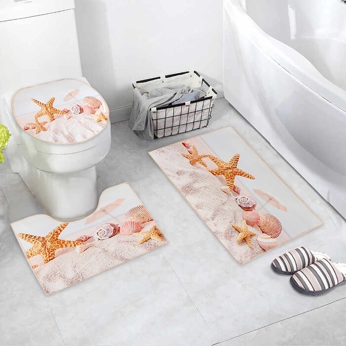 Набор ковриков для ванны и туалета Доляна "Ракушки", 3 шт: 3846, 4045, 4575 см от компании Интернет-гипермаркет «MOLL» - фото 1