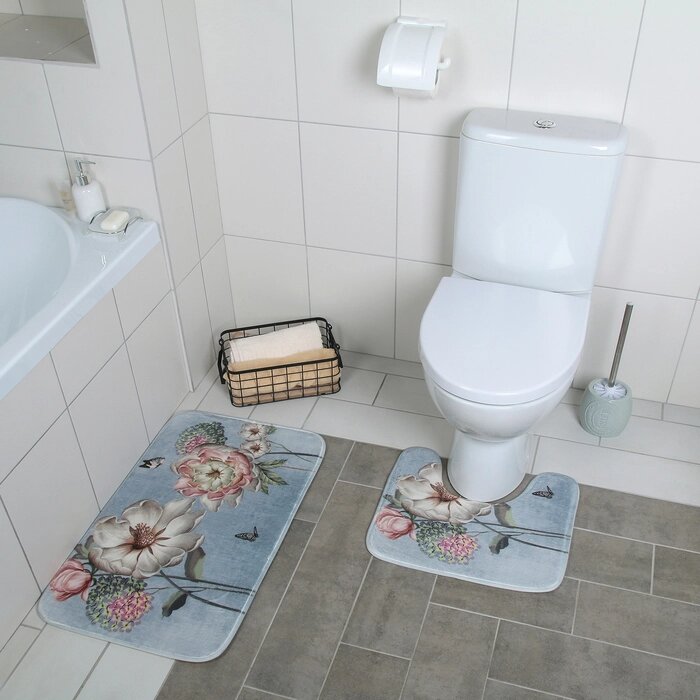 Набор ковриков для ванны и туалета Доляна "Весна", 2 шт: 4045, 4575 см от компании Интернет-гипермаркет «MOLL» - фото 1