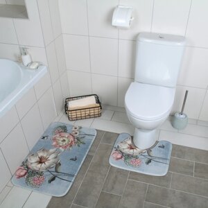 Набор ковриков для ванны и туалета Доляна "Весна", 2 шт: 4045, 4575 см