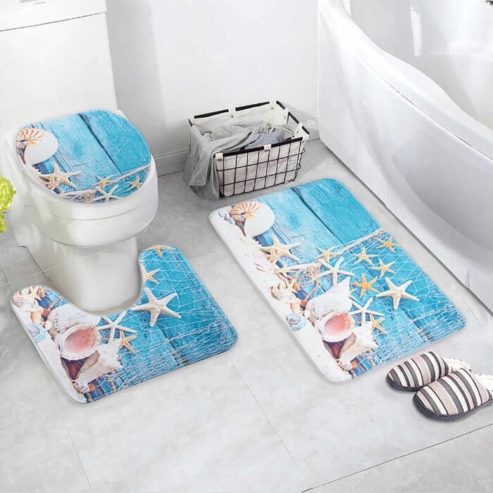 Набор ковриков для ванны и туалета "Ракушки", 3 шт: 3745, 3745, 4575 см от компании Интернет-гипермаркет «MOLL» - фото 1