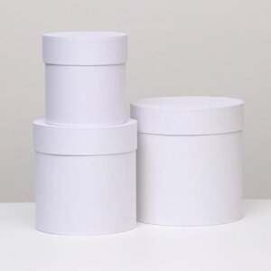 Набор круглых коробок 3 в 1 "Краски", белые, 18 х 18 х 18 - 14 х 14 х 14 см