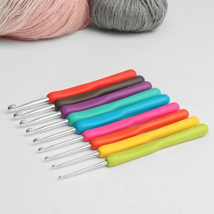 Набор крючков для вязания, d = 2-6 мм, 14 см, 9 шт, цвет МИКС от компании Интернет-гипермаркет «MOLL» - фото 1