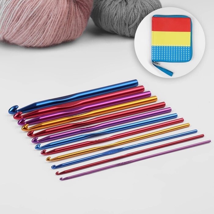 Набор крючков для вязания, d = 2-8 мм, 14,5 см, 12 шт, цвет МИКС от компании Интернет-гипермаркет «MOLL» - фото 1