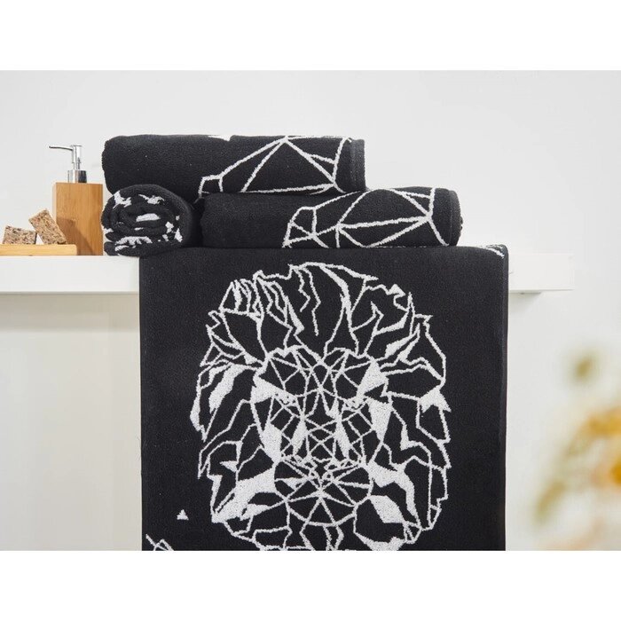 Набор махровых полотенец Lion, размер 50х90 см, 70х140 см, цвет чёрный от компании Интернет-гипермаркет «MOLL» - фото 1