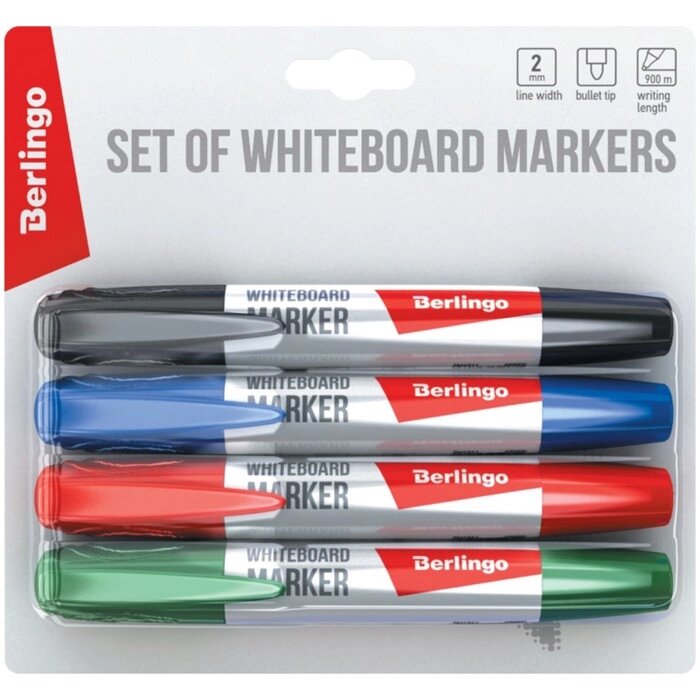Набор маркеров для доски 4 цвета, Berlingo 2.0 мм, BMc_40509 от компании Интернет-гипермаркет «MOLL» - фото 1