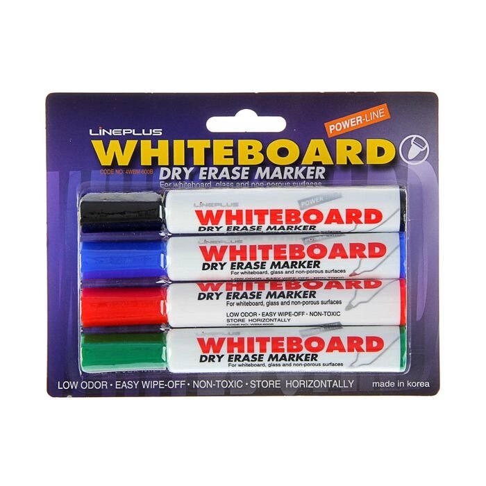 Набор маркеров для доски 4 цвета, Line Plus "600B", 2,0 мм, увеличенный запас чернил, блистер от компании Интернет-гипермаркет «MOLL» - фото 1