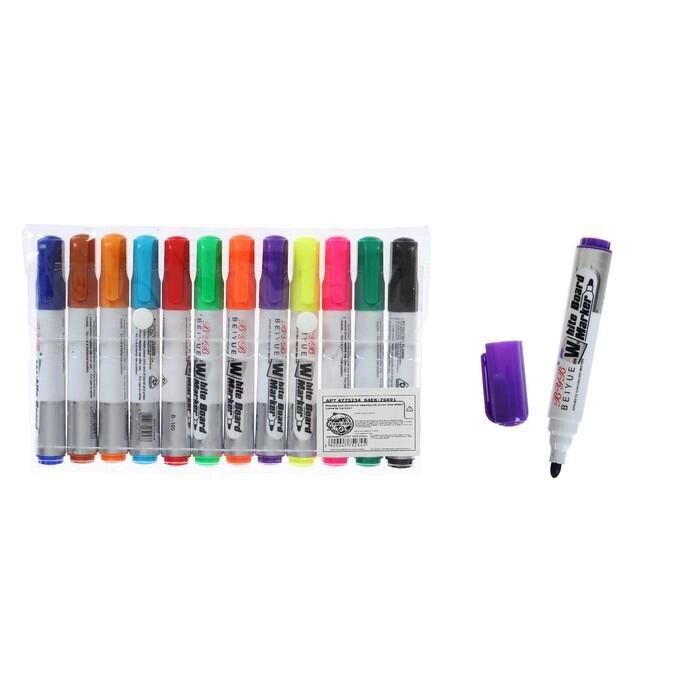 Набор маркеров для магнитно-маркерной доски, 3 мм, 12 цветов от компании Интернет-гипермаркет «MOLL» - фото 1