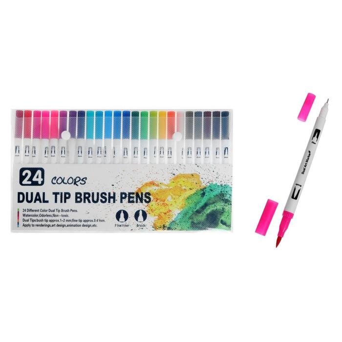 Набор маркеров профессиональных двусторонних 24 штуки/24 цвета от компании Интернет-гипермаркет «MOLL» - фото 1