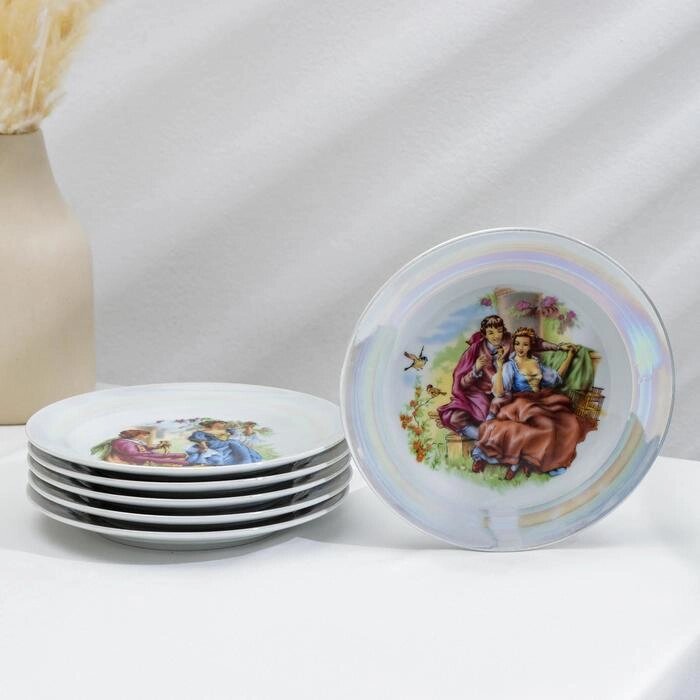 Набор мелких тарелок "Идиллия. Мадонна", 6 шт, цвет МИКС от компании Интернет-гипермаркет «MOLL» - фото 1