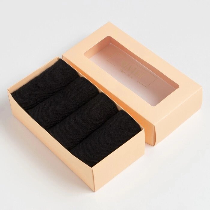Набор носков MINAKU, 4 пары, цвет черный, р-р 41-43 (27 см) от компании Интернет-гипермаркет «MOLL» - фото 1