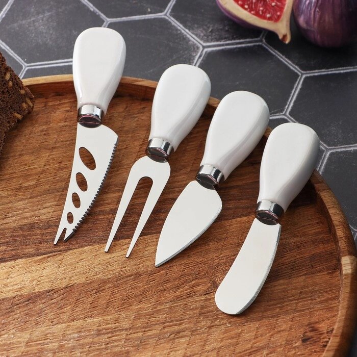 Набор ножей для сыра Magistro Celt, 4 предмета, керамическая ручка от компании Интернет-гипермаркет «MOLL» - фото 1