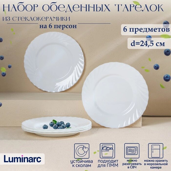Набор обеденных тарелок TRIANON, d=24,5 см, стеклокерамика от компании Интернет-гипермаркет «MOLL» - фото 1