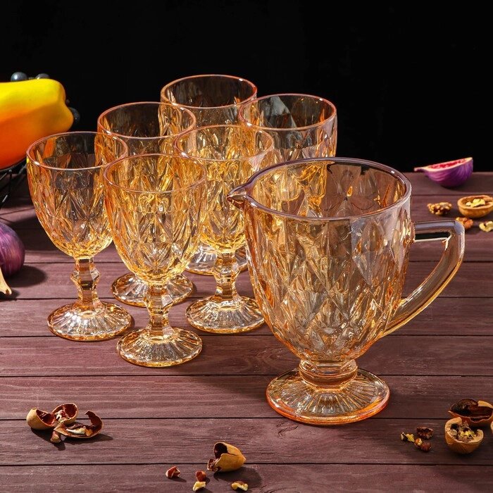 Набор питьевой "Круиз", 7 предметов: кувшин 1,1 л, бокалы 300 мл, цвет золотой от компании Интернет-гипермаркет «MOLL» - фото 1