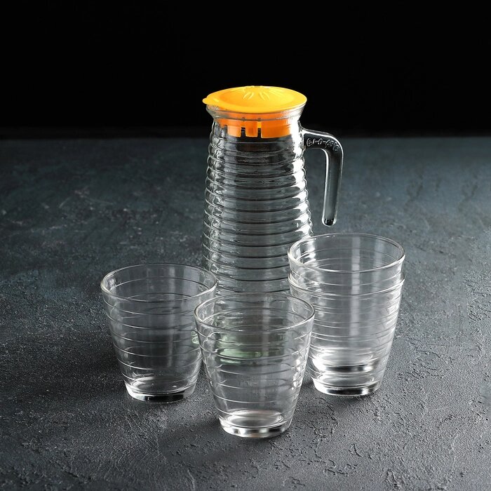 Набор питьевой "Радуга", 5 предметов: графин 0,8 л, 4 стакана 220 мл, цвет МИКС от компании Интернет-гипермаркет «MOLL» - фото 1