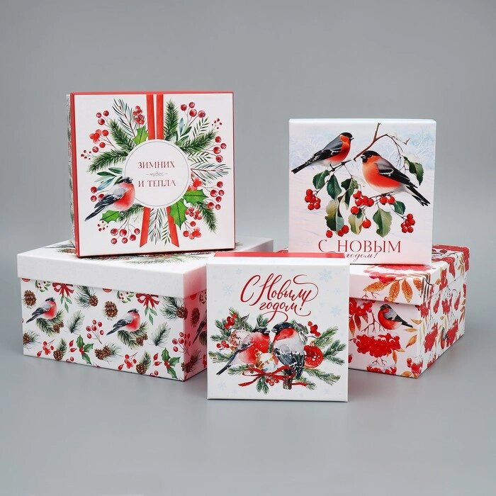 Набор подарочных коробк 5 в 1 "С Новым годом!", 14  14  8 – 22  22  12 см от компании Интернет-гипермаркет «MOLL» - фото 1